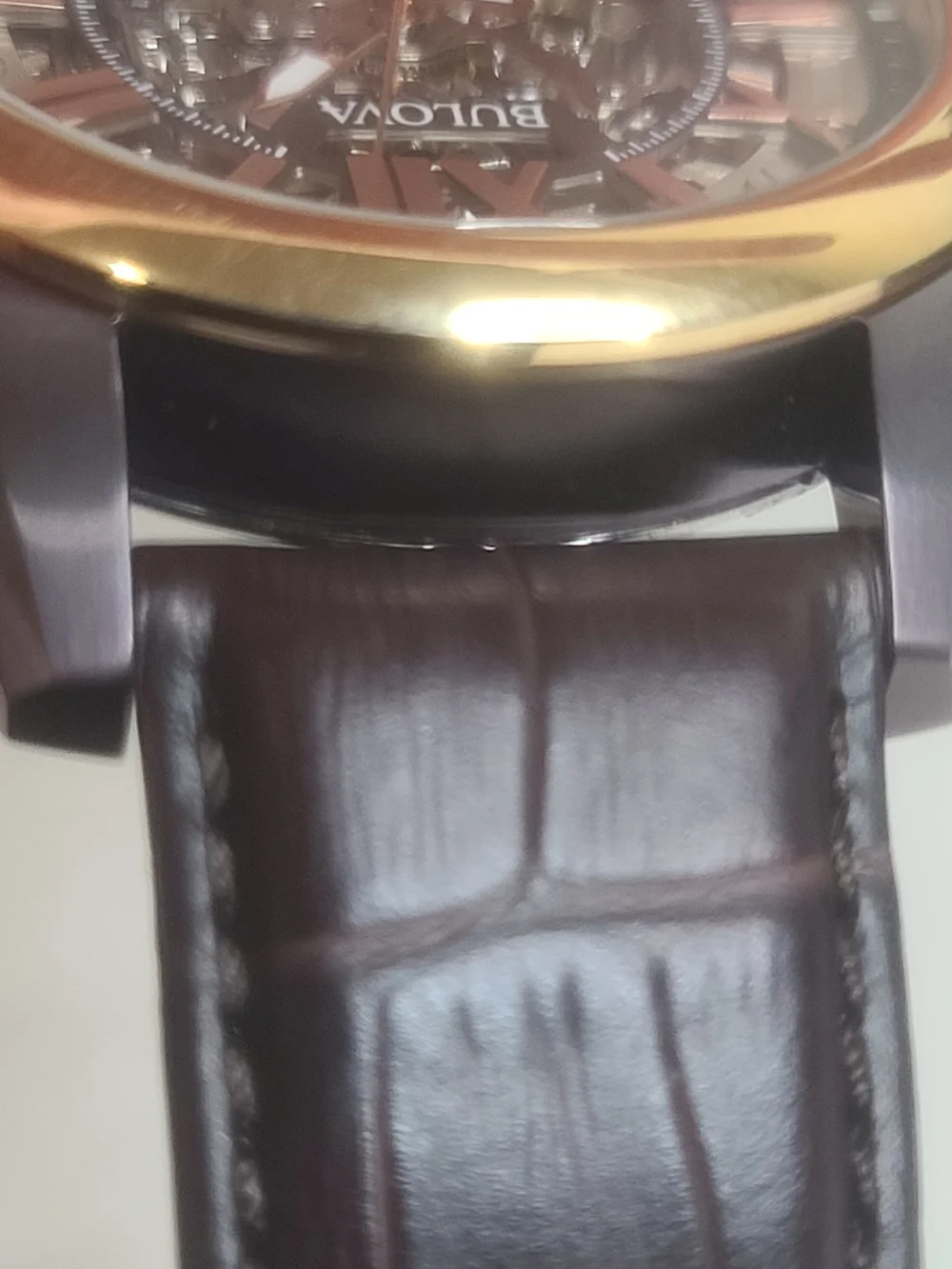 Bulova Men's Sutton Automatic Skeleton Brown Leather Watch 43MM 98A165